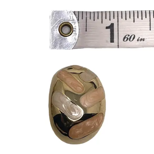 Vintage Unsigned Gold Tone & Enamel Clip On Earrings Statement Classic