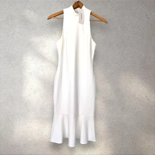 Likely NWT  Raelynn Dress Revolve White Flounce Hem Mermaid Fitted High Neck Sz 6