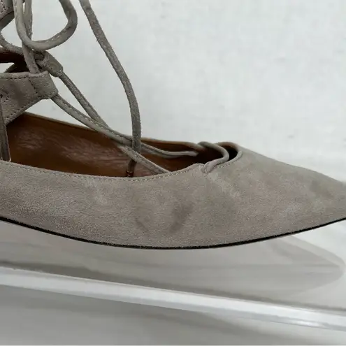 Aquazzura Firenze Flats in Grey Suede, Sz 39 1/2. Gray