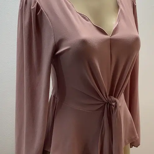 Sweet Wanderer Size Small RosePink Long Sleeve Fitted V-Neck Blouse Top Preloved
