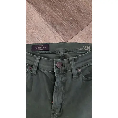J. Crew Toothpick Olive 28 Skinny Jeans Green