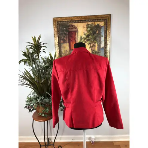 Positive Attitude Women M Red Jacket Full Zipper Front Long Sleeve Faux Suede Size M