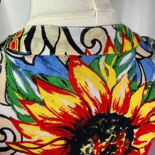 Seven Islands New York Women's Sleeveless Floral Print Button Front Midi Dress L Blue Size L