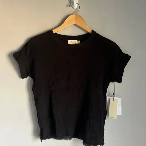 Nation Ltd NEW Women's Black gauze Cotton Short Sleeve Top Size XS