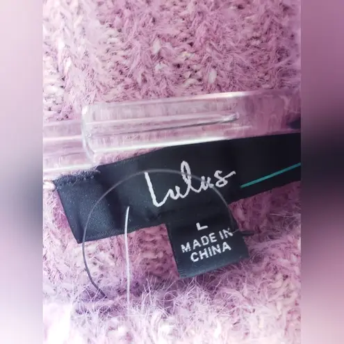 Lulus Sweet Whispers Mauve Multi Eyelash Knit Turtleneck Sweater Dress Pink Size L