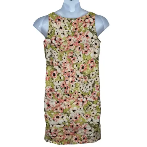 J. Jill Love Linen Floral Sleeveless Shift Dress Shrimp Size Small Pink