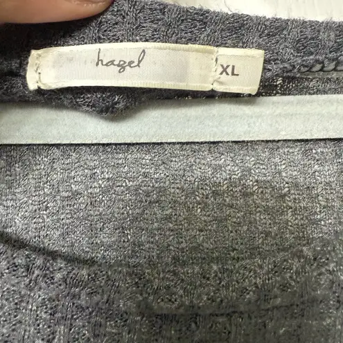 Hazel Women's Size XL Charcoal Grey Striped Waffle Knit Lightweight Sweater Top Gray