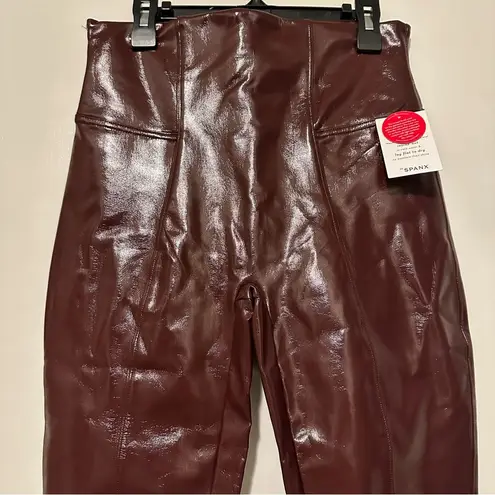 Spanx NWT  Faux Patent Leather Leggings ruby size M petite