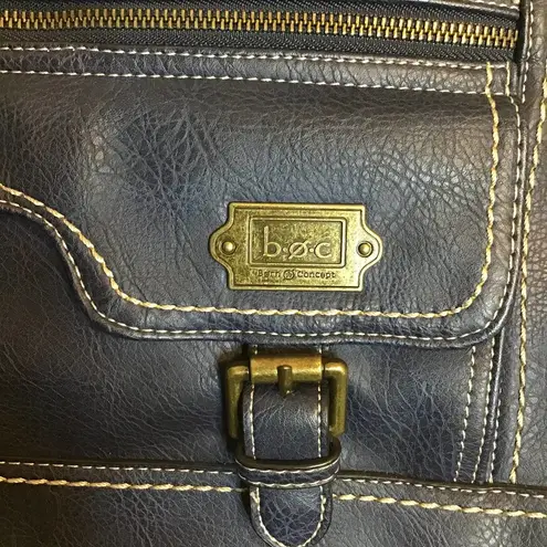 boc Navy Blue Leather Satchel Handbag EUC (some flaws);