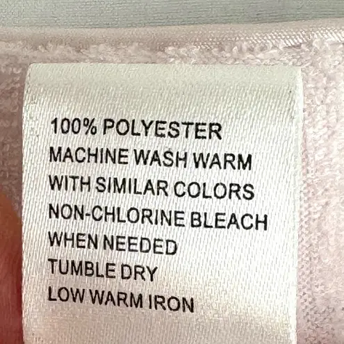 Loti Fashion Smocked Robe Full Zip Light Pink Terrycloth Housecoat Embroidered Size M