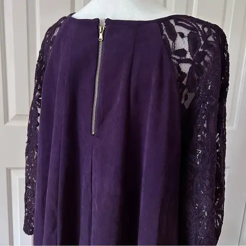 Julian Taylor | Plum Purple A-Line Dress 3/4 Length Lace Sleeves | Plus Sz 20W
