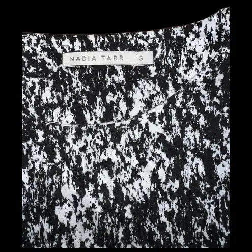 Nadia Tarr Skirt Top 2 piece SET Bodycon High Waisted Crop Splatter Print Small Black - Image 7