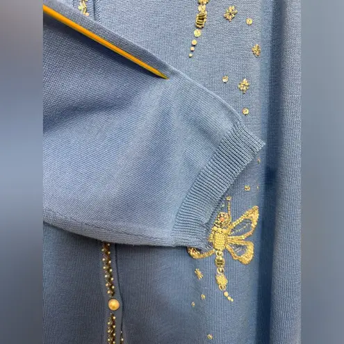 Bob Mackie Women Plus Wearable Art Periwinkle Blue Beaded Dragonfly Design-,2X