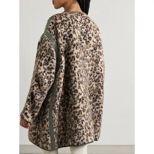 R13 Convertible Faux Leather Leopard Print Wool Taped Liner Coat Japanese Luxury