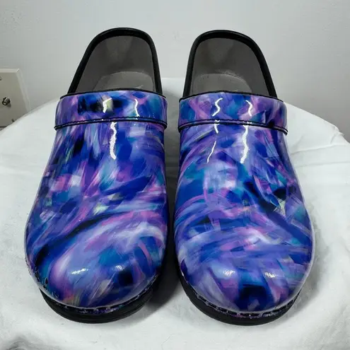 Dansko LT PRO Shoe Women 37 Slip-on Clogs Blue Crush Patent Walking Nursing