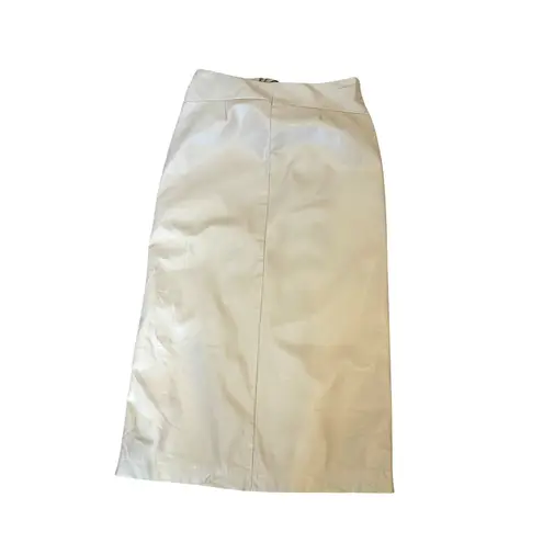 Tanya Taylor Nude Faux Leather Midi Skirt Tan Size 6 L Pencil Knot Waist $425