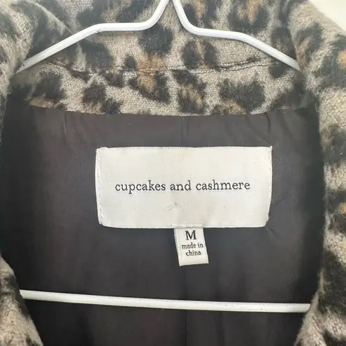 Cupcakes and Cashmere Women’s Medium Margaux Leopard Moto Biker Wool Jacket