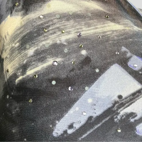 Karen Kane Karen Kane Women’s Abstract Splatter& Brush Strokes Sparkles Mesh Top Sz. S Y2K