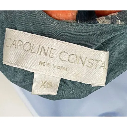 Caroline Constas Silk Vivan Floral Ruffled Georgette Maxi Gown Dress Slate Ombre Green Size XS