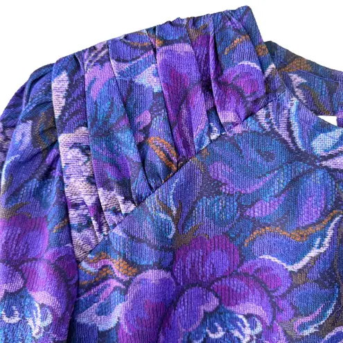 Vintage California Looks Purple Floral Brocade Boho Mini Dress Size 14