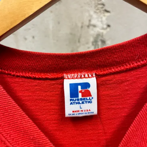 Russell Athletic Vintage 90s Red Spellout Graphic Logo Short Sleeve T-Shirt L