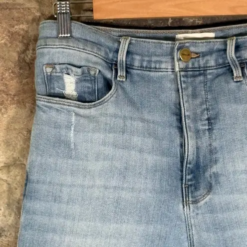 Frame Le Sylvie Crop Jeans Light Wash Raw Hem Size 30