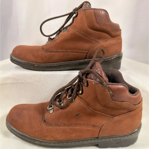 Carolina Comfort Womens Sz 10 M Steel Toe Work Boots Brown Slip Oil Resistant