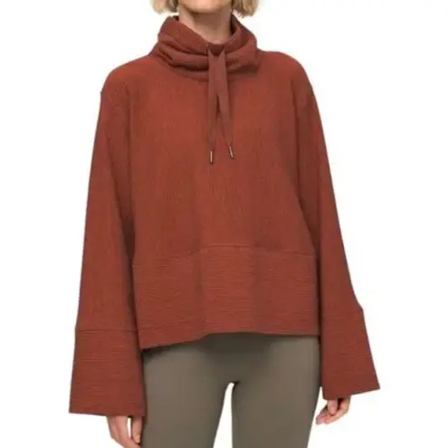 Lululemon Retreat Yourself Pullover High Neck Bell Sleeve Body Skimming Size M/L Orange Size M