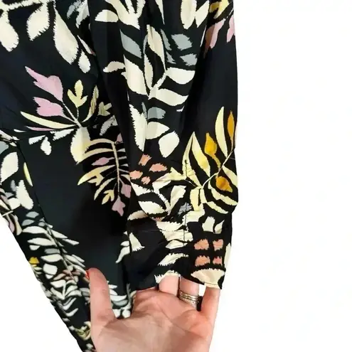 Ba&sh Crissy Leaf Print Wrap Midi Dress in Black Sz:1/Small