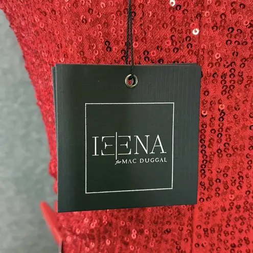 Mac Duggal Ieena for Red Sequin One Shoulder Cut Out Gown Size 2