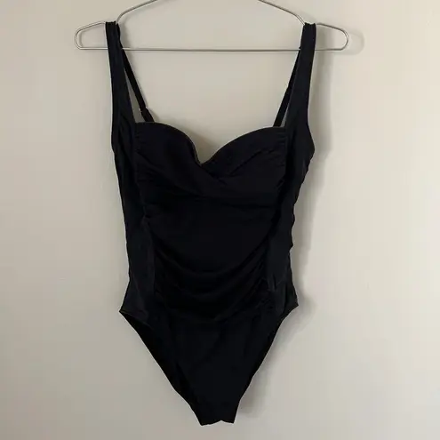 La Blanca Island Goddess Twist Shirred One Piece in Black