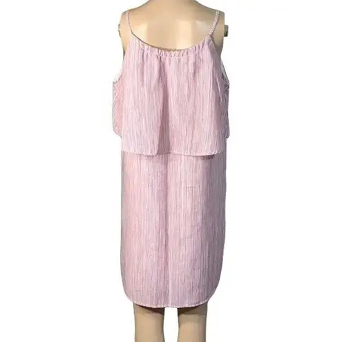 Lumiere Womens Sundress Midi Striped Flounce Top Relaxed Fit Lined Red Medium