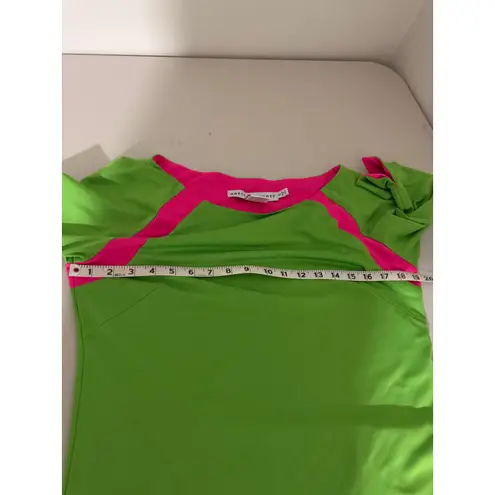 Gretchen Scott Women's Bright Neon Pink Lime Green 3/4 Sleeve Blouse Shirt Top S