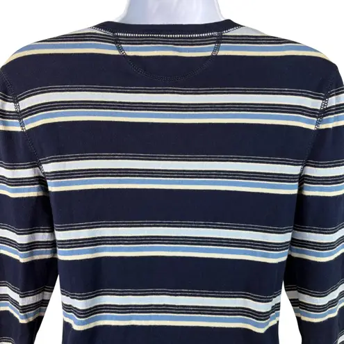 Vintage LRL Lauren Jeans Co Ralph Lauren Striped Lace Up 3/4 Sleeve Top Women S Blue
