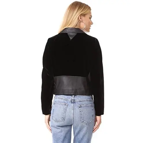 Veda Puzzle Velvet And Leather Moto Jacket Black Size M