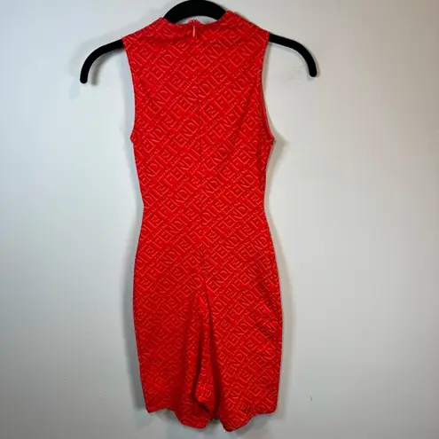 Skims X Fendi Women's Sleeveless Mid Thigh Bodysuit Georgia Orange Stretch Sz XS