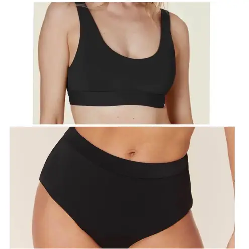 ANDIE Bikini Set Ventura Top Wide Band High Waisted Bottom Black Size S NWT