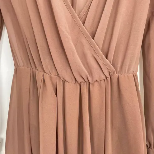 Naked Wardrobe Baltic Born Women's Beige V-neck Long Sleeve Maxi Dress Size Sm.