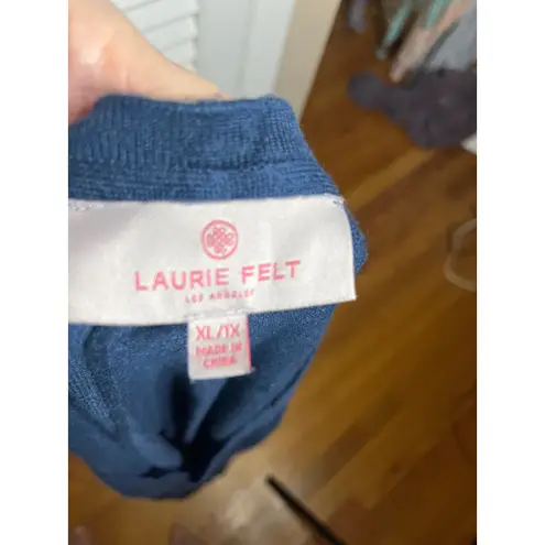 Laurie Felt Blue Knit V Neck Oversized Tunic Top Sweater Dress Casual Comfy XL