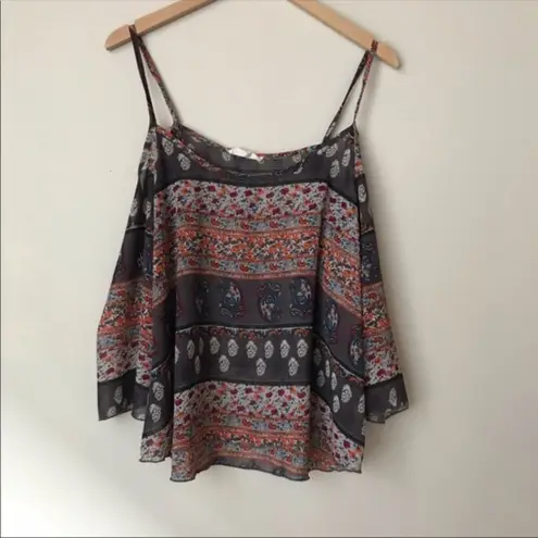 Nabee Cold Shoulder Paisley Print Blouse Chiffon Size Large