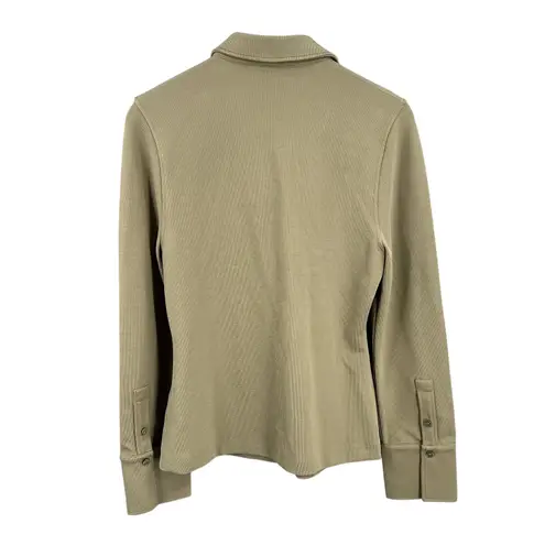 COS Khaki Button Down Shirt Stretchy Minimalist Neutral Office Size Small