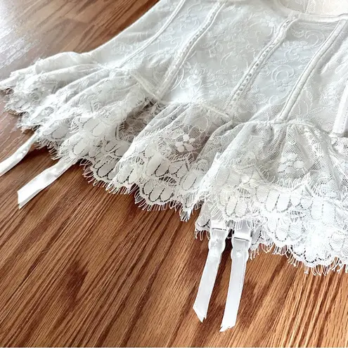 Seven ’til Midnight Lace Bustier & Thong Set White Size Medium