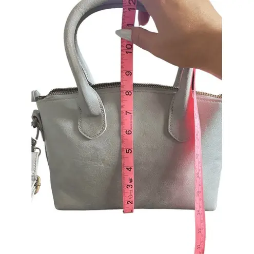 Bueno Dove Dove Light Gray Pebble Leather Crossbody Satchel Bag