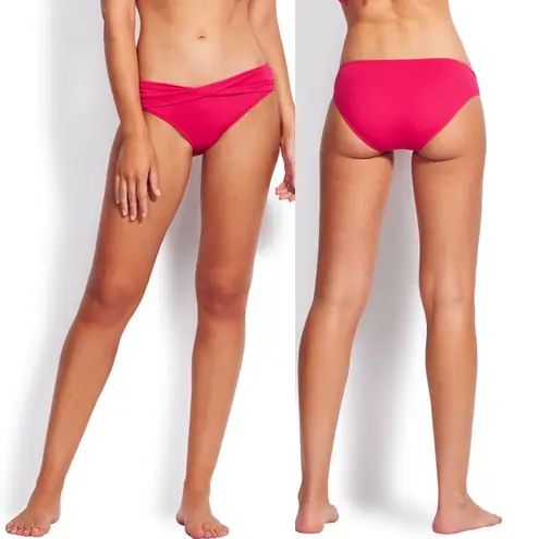 Seafolly New Solid Twist Band Hipster Bikini Swim Bottom Raspberry Pink