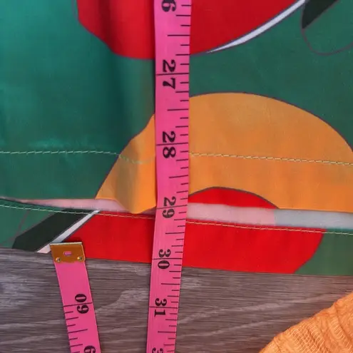 With Jean Naomi Satin Midi Skirt Geo Print Green Large