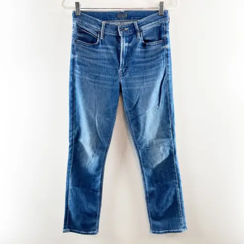 Mother The Mid Rise Dazzler Ankle Straight Jeans Wish On a Star Blue 28