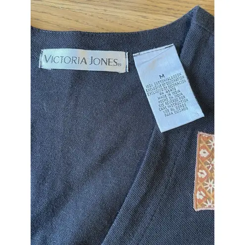 Victoria Jones Cotton Vest Medium Animal Safari Embroidered Teacher Casual