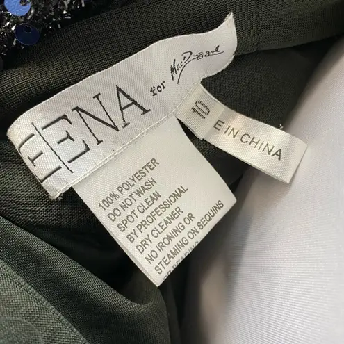 Mac Duggal Midnight Blue Cowl Back Boat Neck Sequined Evening Gown 12 $398 26331