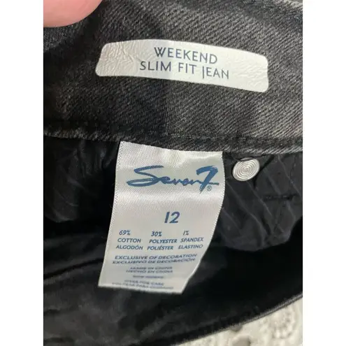 Seven7 Womens Weekend Slim Fit Jeans Size 12 Black Cotton/Polyester/Spandex