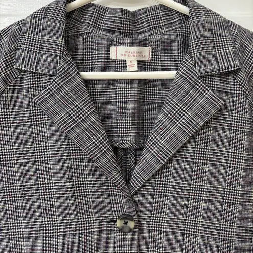 Plaid Blazer Academia Career Casual Lightweight Boxy M WALKING ON SUNSHINE Gray Size M